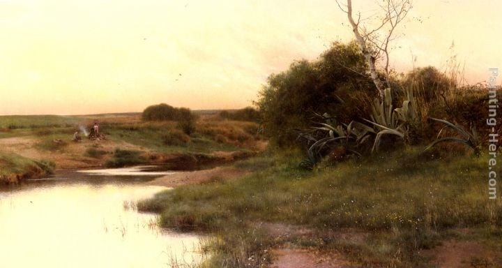 Emilio Sanchez-Perrier On The River's Edge At Dusk